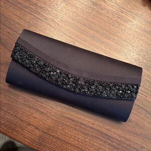 Carlo Fellini Elegant Black Beaded Clutch